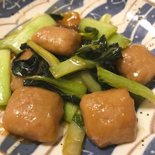 鶏団子と青梗菜のさっぱり炒め